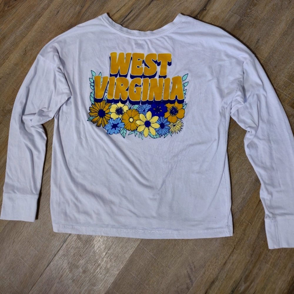 Women's White West Virginia Mountaineers Oversized Long Sleeve T-Shirt